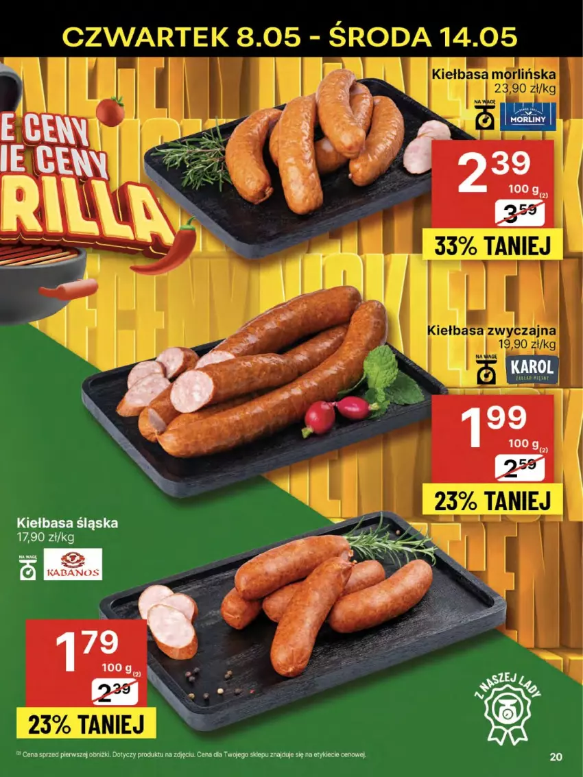 Gazetka promocyjna Delikatesy Centrum - Franczyza DC19 Czwartek - ważna 08.05 do 14.05.2025 - strona 20 - produkty: Kabanos, Kiełbasa, Kiełbasa śląska