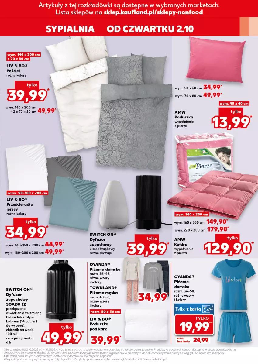 Gazetka promocyjna Kaufland - Kaufland - ważna 02.10 do 08.10.2025 - strona 15 - produkty: Dyfuzor zapachowy, Piżama, Poduszka, Poduszka pod kark, Pościel, Prześcieradło, Sypialnia