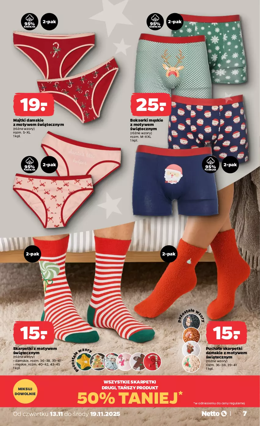 Gazetka promocyjna Netto - Od Czwartku Przemysłowa - ważna 13.11 do 19.11.2025 - strona 7 - produkty: Bokserki, Karp, Majtki, Ser, Skarpetki, Wełna