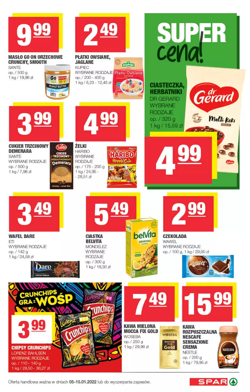 Gazetka promocyjna Spar - Spar - ważna 02.01 do 12.01.2022 - strona 7 - produkty: BelVita, Ciastka, Cukier, Cukier trzcinowy, Czekolada, Kawa, Kawa mielona, Kupiec, Masło, Mocca Fix Gold, Piec, Płatki owsiane, Sante, Wawel, Woseba