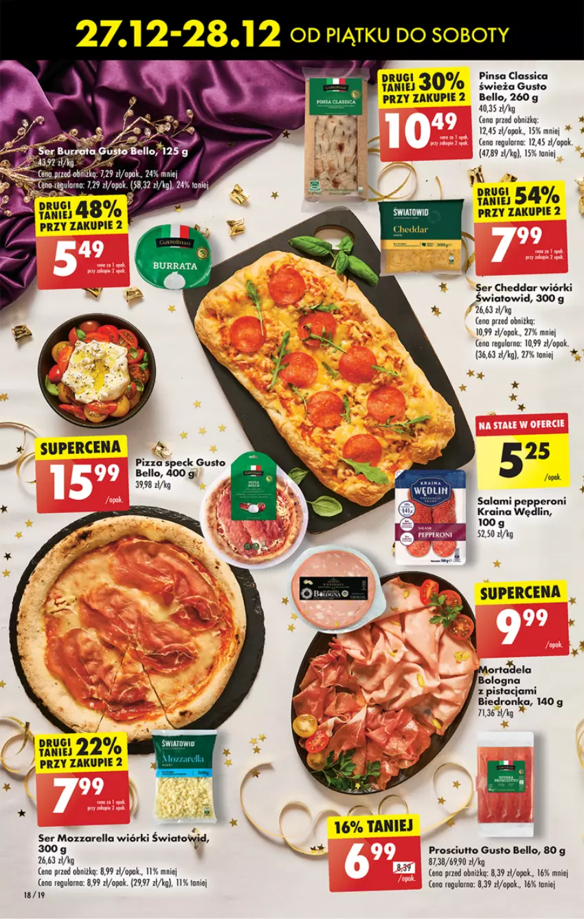 Gazetka promocyjna Biedronka - Od Czwartku - ważna 27.12.2024 do 01.01.2025 - strona 18 - produkty: Bell, Cheddar, Mozzarella, Pizza, Prosciutto, Salami, Ser