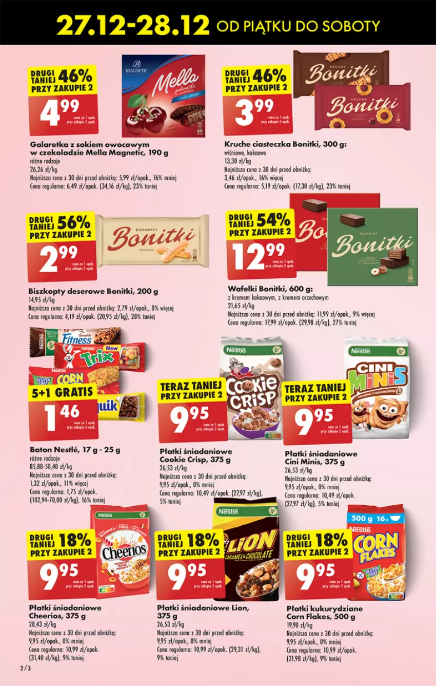 Gazetka promocyjna Biedronka - Od Czwartku - ważna 27.12.2024 do 01.01.2025 - strona 40 - produkty: Baton, Biszkopty, Bonitki, Cheerios, Cini Minis, Corn flakes, Danio, Deser, Gala, Galaretka, Lion, Ser, Sok, Tera