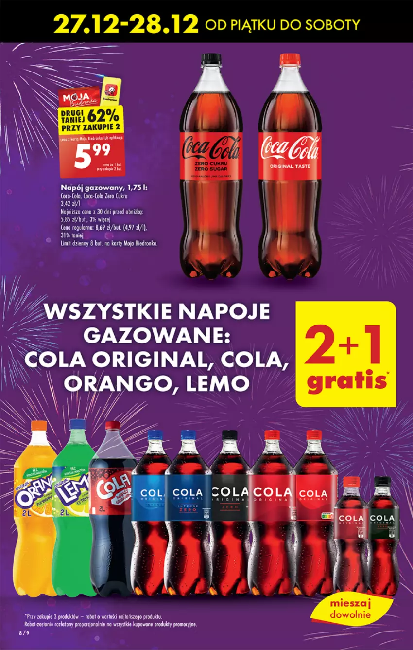 Gazetka promocyjna Biedronka - Od Czwartku - ważna 27.12.2024 do 01.01.2025 - strona 8 - produkty: Coca-Cola, Fa, Gin, Napój, Napój gazowany, Napoje