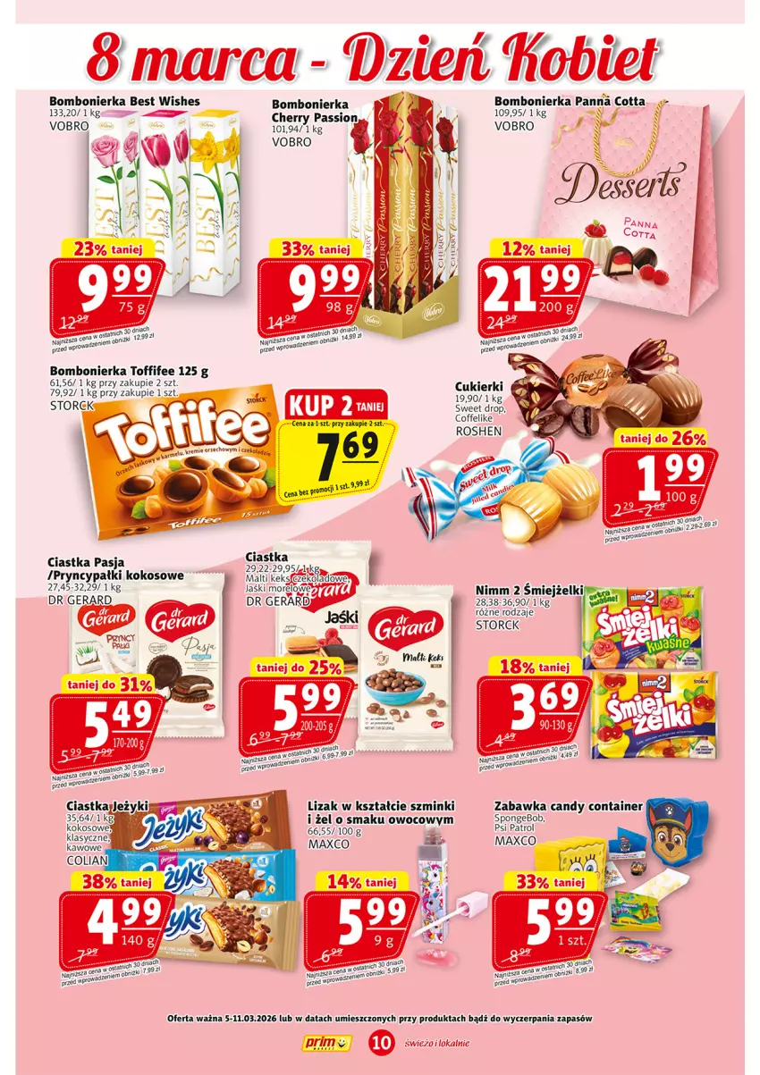 Gazetka promocyjna Prim Market - ważna 05.03 do 11.03.2026 - strona 10 - produkty: Candy, Ciastka, Dr Gerard, Kokos, Psi Patrol, Toffifee, Zabawka