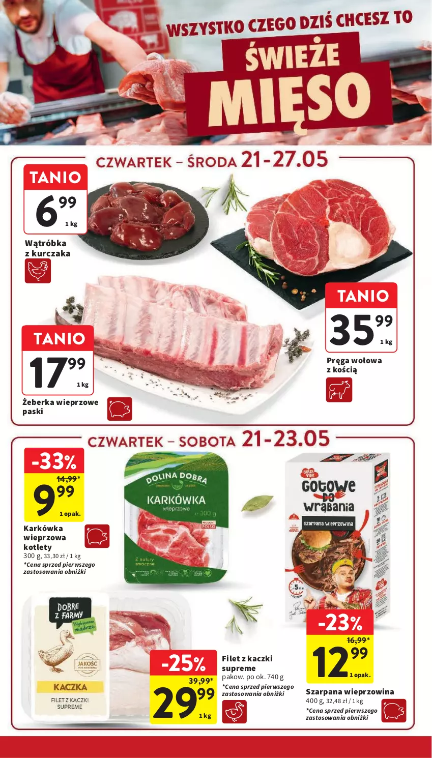 Gazetka promocyjna Intermarche - Gazetka promocyjna - ważna 21.05 do 27.05.2026 - strona 16 - produkty: Karkówka wieprzowa, Kotlet, Kurczak, Pręga wołowa, Wieprzowina