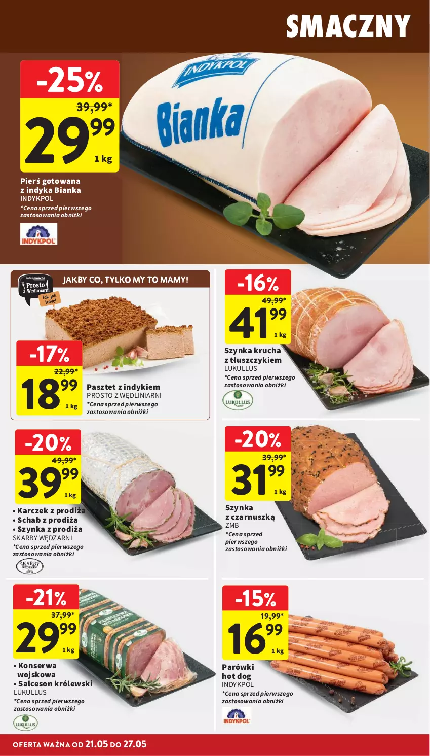 Gazetka promocyjna Intermarche - Gazetka promocyjna - ważna 21.05 do 27.05.2026 - strona 18 - produkty: Bianka, Hot dog, Królewski, Parówki, Parówki hot dog, Pasztet, Salceson, Ser, Szynka