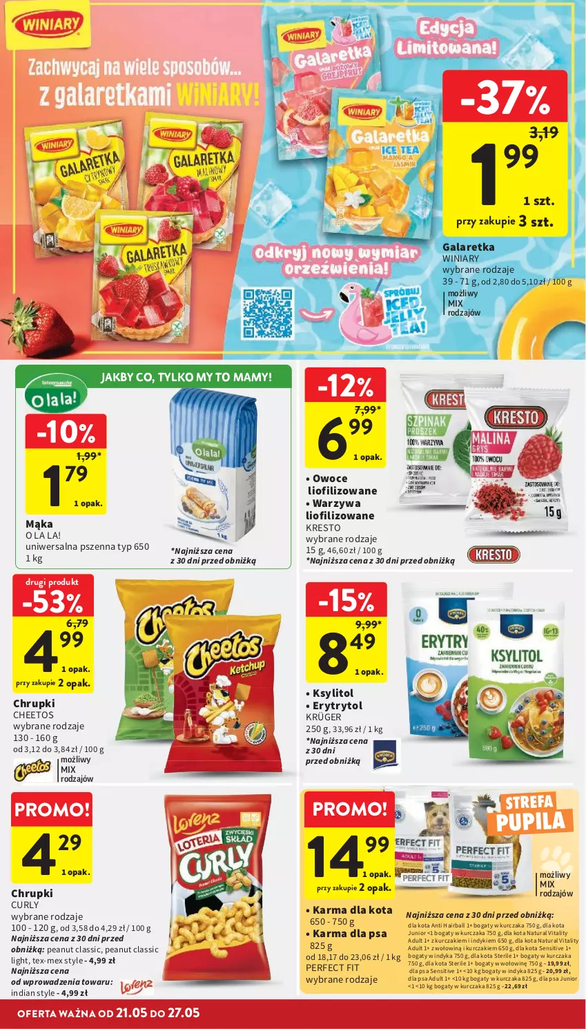 Gazetka promocyjna Intermarche - Gazetka promocyjna - ważna 21.05 do 27.05.2026 - strona 30 - produkty: Cheetos, Chrupki, Fa, Gala, Galaretka, Ksylitol, Kurczak, Mąka, Owoce, Warzywa, Winiary