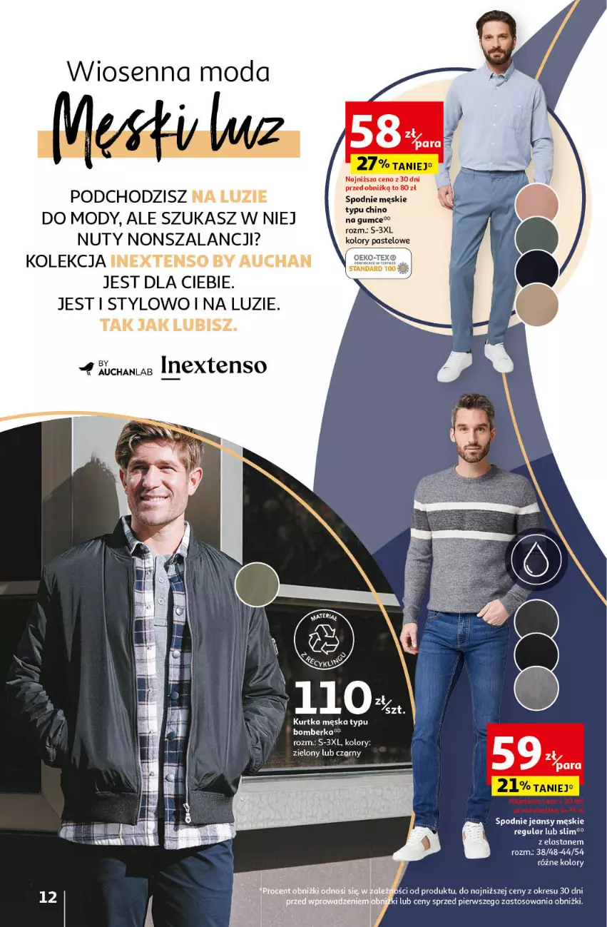 Gazetka promocyjna Auchan - Gazetka Wiosenne inspiracje Hipermarket Auchan - ważna 29.02 do 13.03.2024 - strona 12 - produkty: Kurtka, Moda, Nuty, Spodnie, Spodnie jeans, Szal
