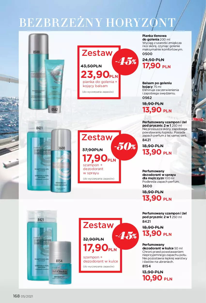 Gazetka promocyjna Faberlic - Gazetka - ważna 29.03 do 11.04.2021 - strona 168 - produkty: Balsam po goleniu, Dezodorant, Perfum, Pianka do golenia, Ser, Szampon, Ubrania