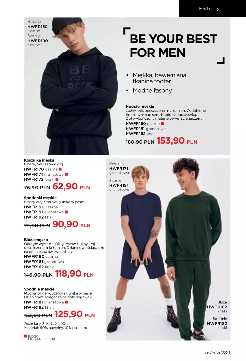 Gazetka promocyjna Faberlic - Gazetka - ważna 29.03 do 11.04.2021 - strona 289 - produkty: Bluza, Fa, Gra, Granat, Kosz, Koszulka, Moda, Sony, Spodnie, Szorty