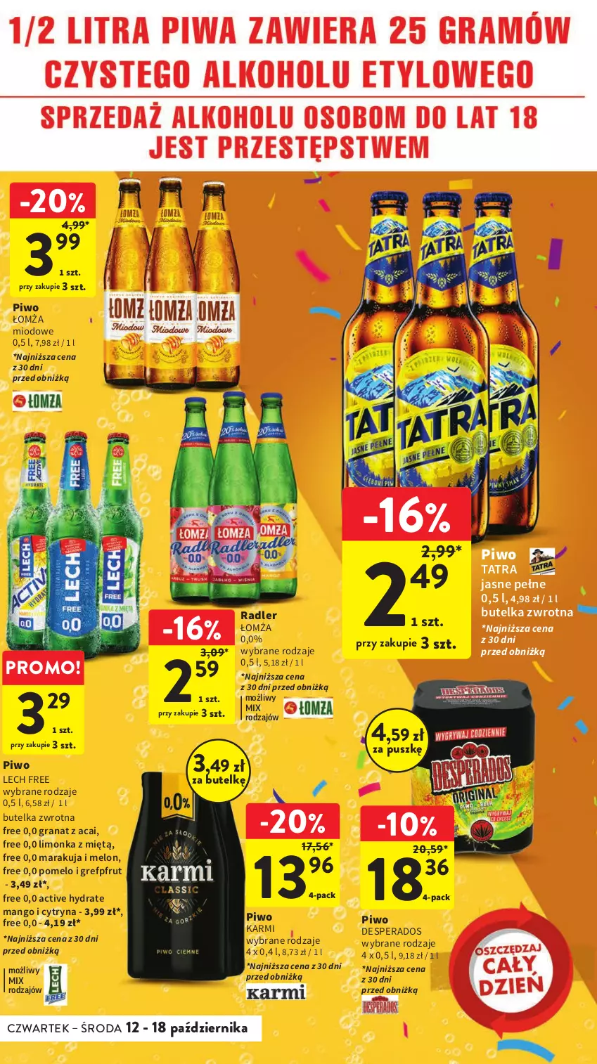 Gazetka promocyjna Intermarche - Gazetka Intermarche - ważna 12.10 do 18.10.2023 - strona 35 - produkty: Desperados, Gra, Granat, Karmi, Limonka, Mango, Melon, Piwo, Pomelo, Radler, Tatra