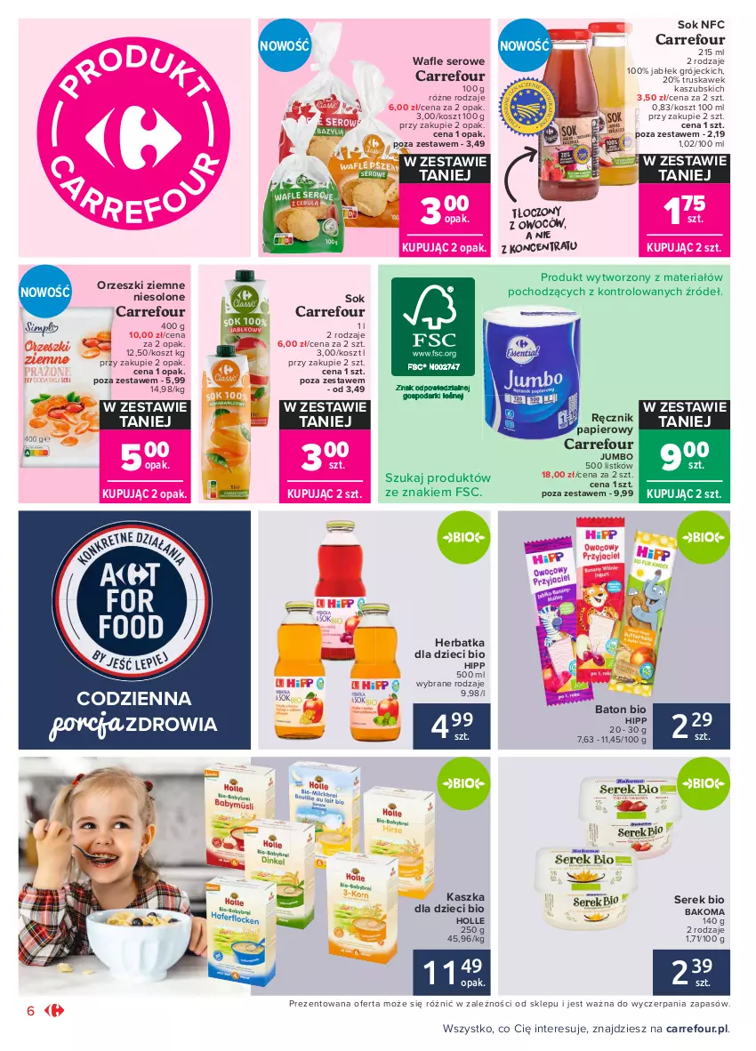 Gazetka promocyjna Carrefour - Gazetka Market - ważna 17.05 do 29.05.2021 - strona 6 - produkty: Bakoma, Baton, Dzieci, HiPP, Holle, Kosz, Orzeszki, Orzeszki ziemne, Papier, Por, Ręcznik, Ser, Serek, Sok