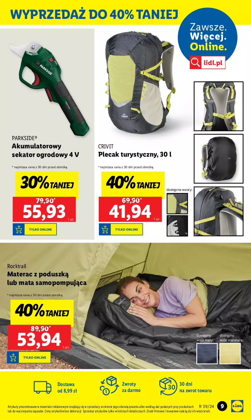 Gazetka promocyjna Lidl - GAZETKA - ważna 23.09 do 28.09.2024 - strona 13 - produkty: Akumulator, Materac, Mop, Parkside, Plecak, Sekator, Tera