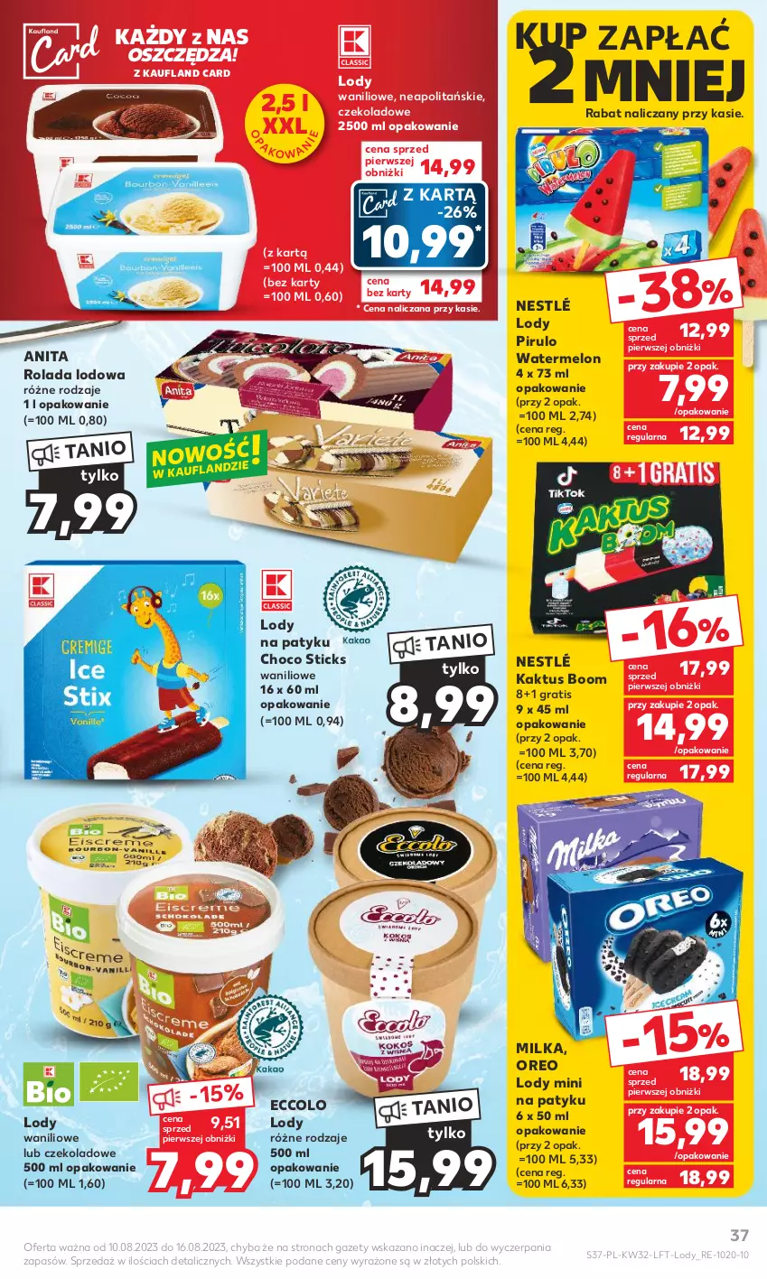 Gazetka promocyjna Kaufland - Gazetka tygodnia - ważna 10.08 do 16.08.2023 - strona 37 - produkty: Gra, Kaktus, Lody, Melon, Milka, Nestlé, Oreo, Rolada