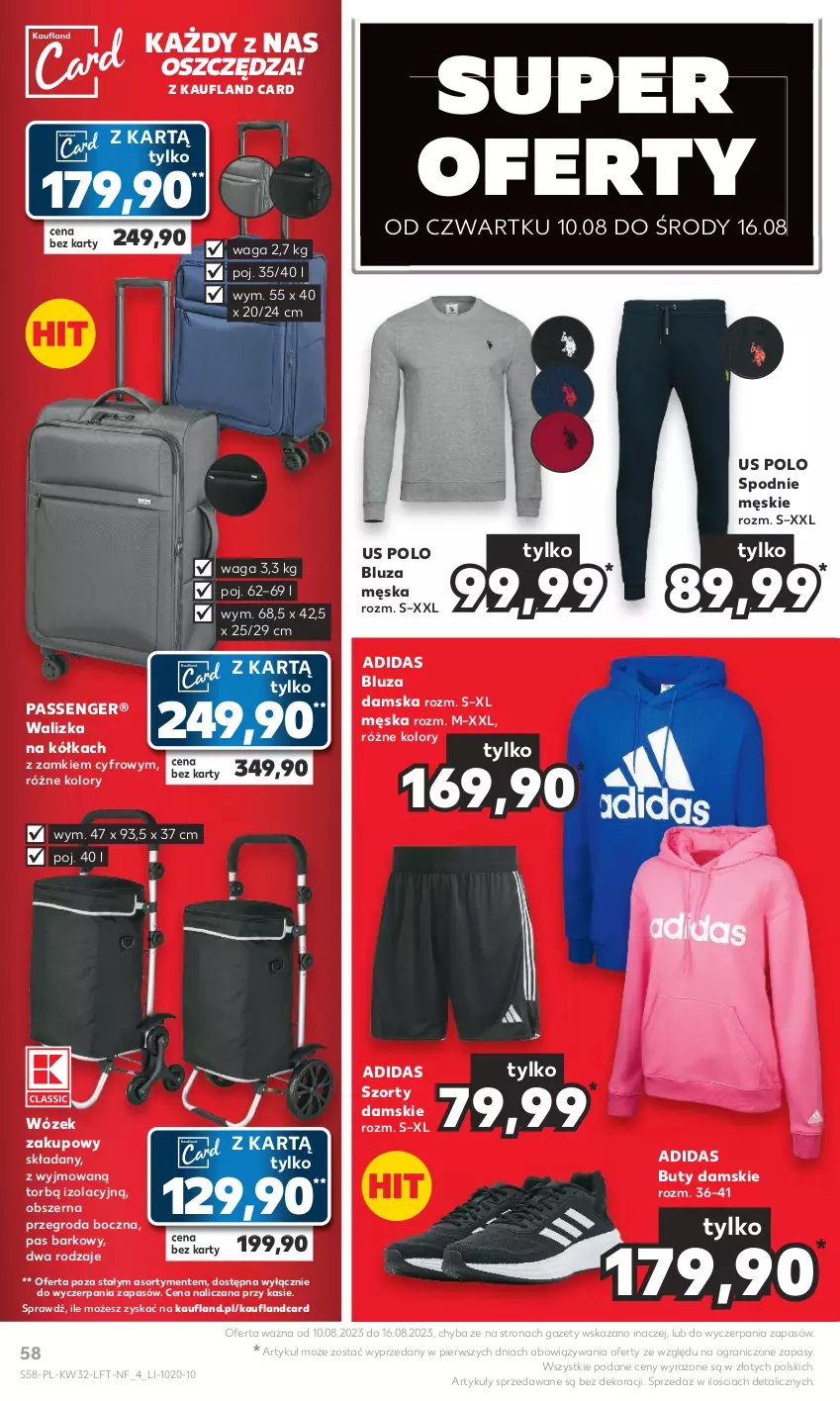 Gazetka promocyjna Kaufland - Gazetka tygodnia - ważna 10.08 do 16.08.2023 - strona 58 - produkty: Adidas, Bluza, Buty, Gra, Spodnie, Szorty, Waga, Walizka, Wózek