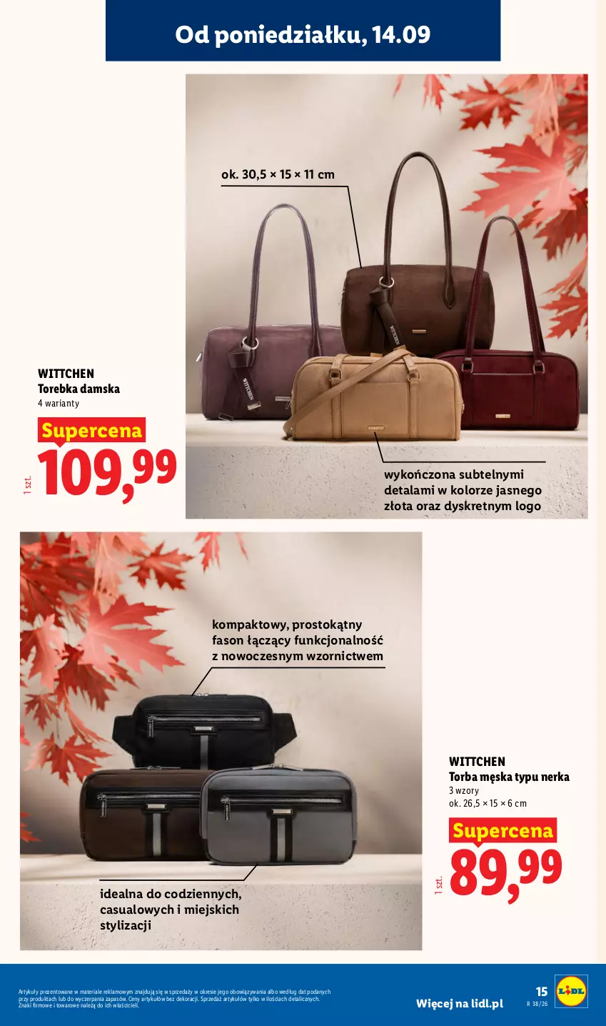 Gazetka promocyjna Lidl - Gazetka ważna od 14.09. do 19.09. - ważna 14.09 do 19.09.2026 - strona 19 - produkty: Fa, Kret, Torba, Torebka, Wittchen