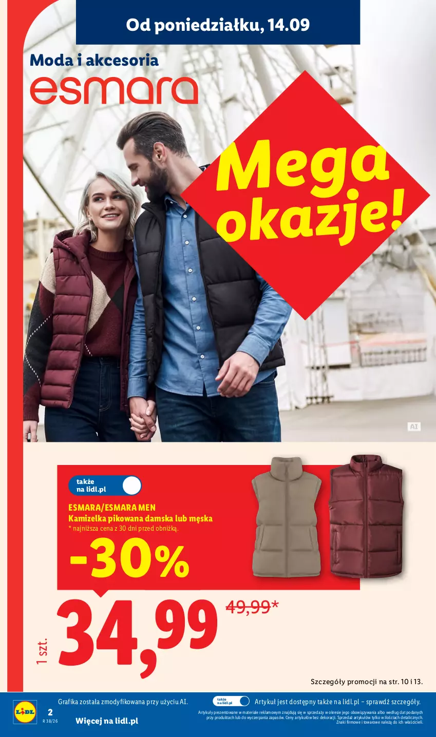 Gazetka promocyjna Lidl - Gazetka ważna od 14.09. do 19.09. - ważna 14.09 do 19.09.2026 - strona 2 - produkty: Gra, Grafika, Kamizelka, Moda