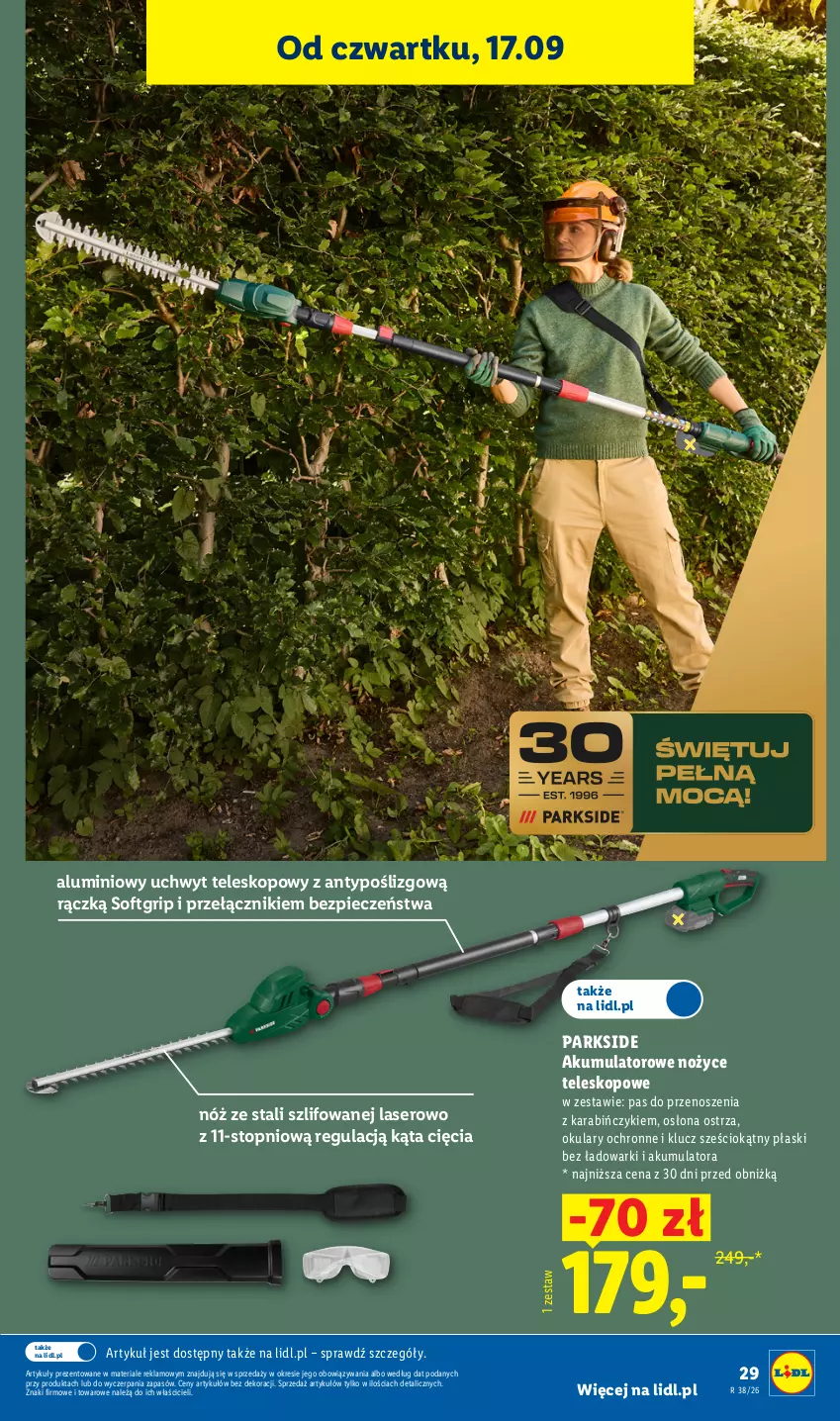 Gazetka promocyjna Lidl - Gazetka ważna od 14.09. do 19.09. - ważna 14.09 do 19.09.2026 - strona 37 - produkty: Akumulator, Noż, Nożyce, Okulary ochronne, Parkside, Piec, Ser, Teleskop, Top