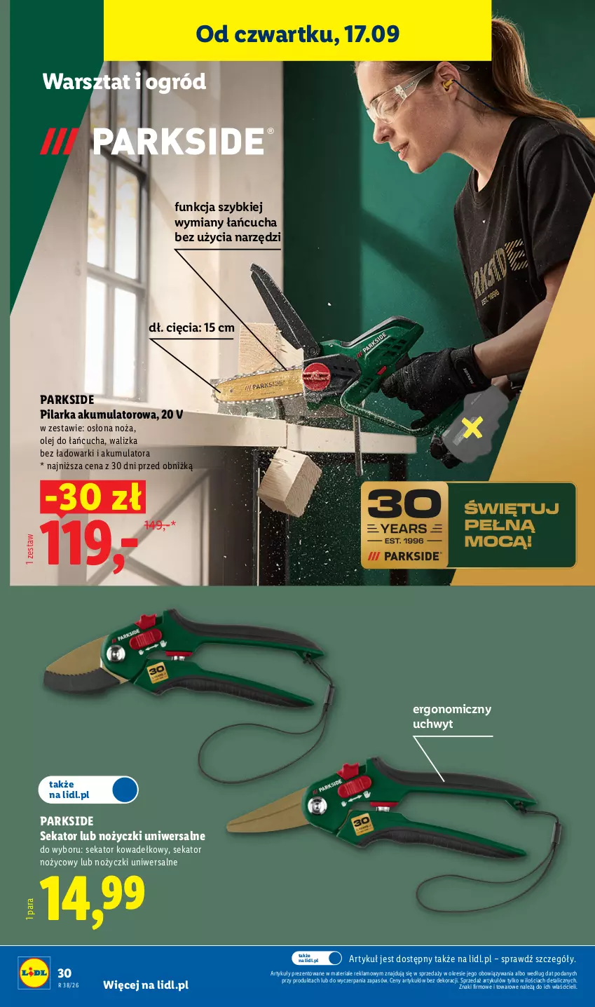 Gazetka promocyjna Lidl - Gazetka ważna od 14.09. do 19.09. - ważna 14.09 do 19.09.2026 - strona 38 - produkty: Akumulator, Noż, Nożyczki, Ogród, Olej, Parkside, Sekator, Walizka