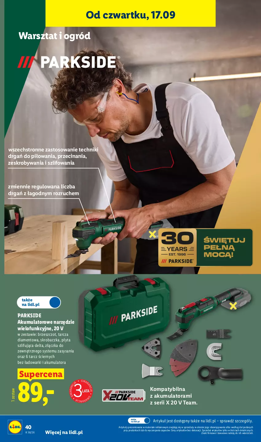 Gazetka promocyjna Lidl - Gazetka ważna od 14.09. do 19.09. - ważna 14.09 do 19.09.2026 - strona 48 - produkty: Akumulator, Ogród, Parkside, Płyta, Ser, Skrobaczka, Tarcza diamentowa