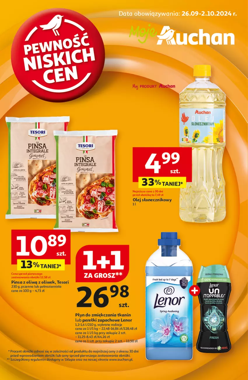 Gazetka promocyjna Auchan - Pewność Niskich Cen Moje - ważna 26.09 do 02.10.2024 - strona 1 - produkty: Gra, Lenor, LG, Olej, Olej słonecznikowy