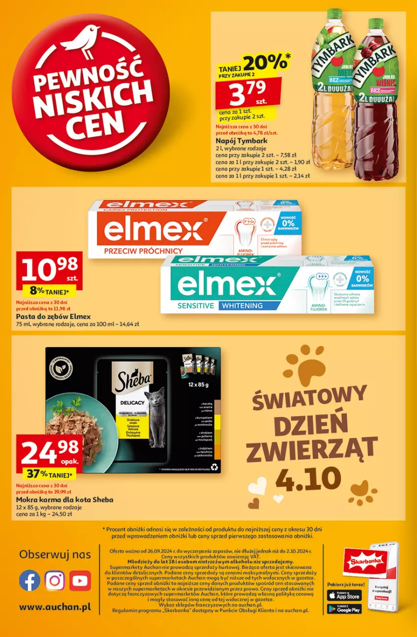 Gazetka promocyjna Auchan - Pewność Niskich Cen Moje - ważna 26.09 do 02.10.2024 - strona 10 - produkty: Elmex, Gra, Mokra karma, Napój, Pasta do zębów, Ser, Sheba, Tera, Tymbark