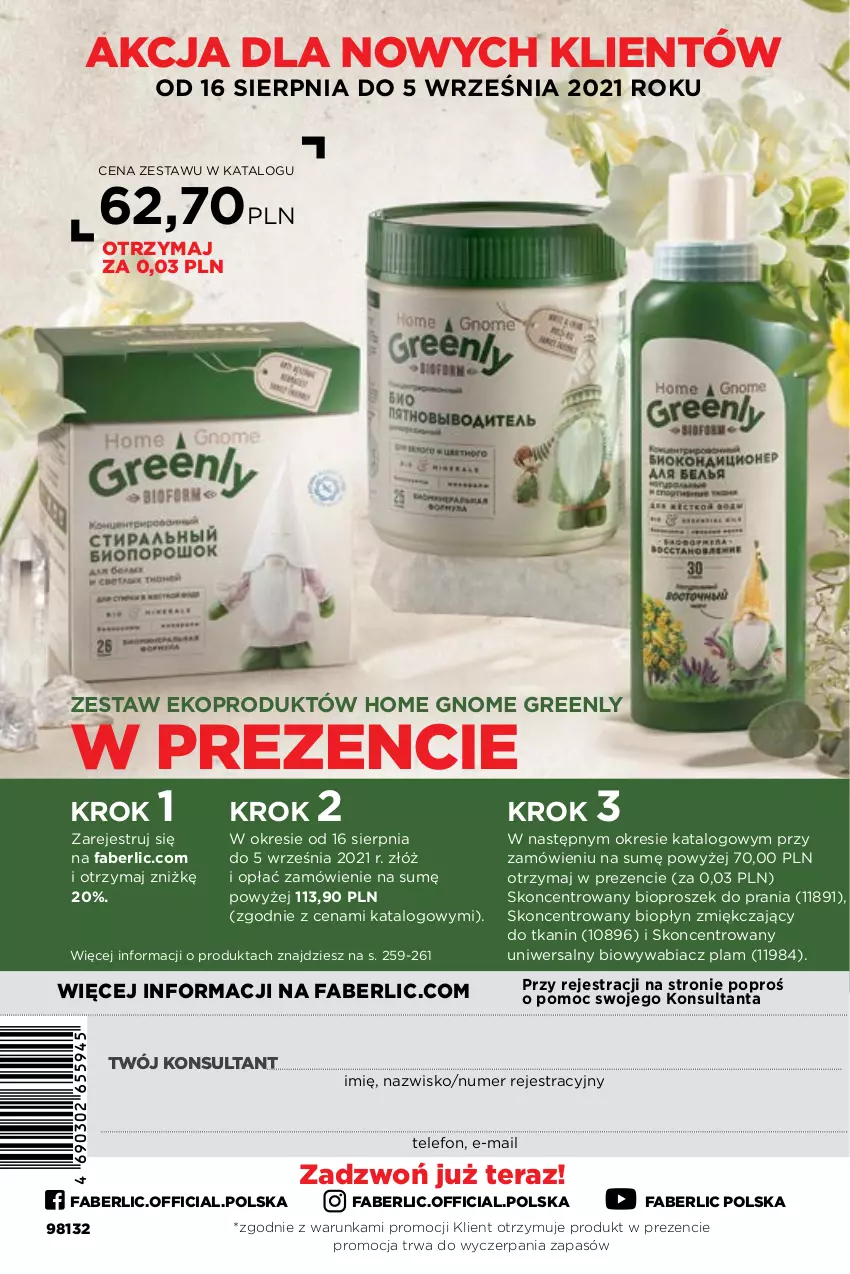 Gazetka promocyjna Faberlic - Gazetka - ważna 16.08 do 15.09.2021 - strona 308 - produkty: Fa, Proszek do prania, Telefon, Tera