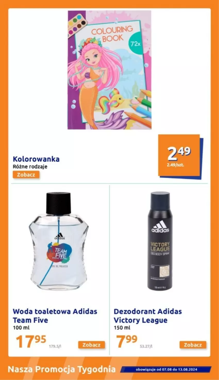 Gazetka promocyjna Action - ważna 07.08 do 13.08.2024 - strona 19 - produkty: Adidas, Dezodorant, Kolorowanka, Woda, Woda toaletowa