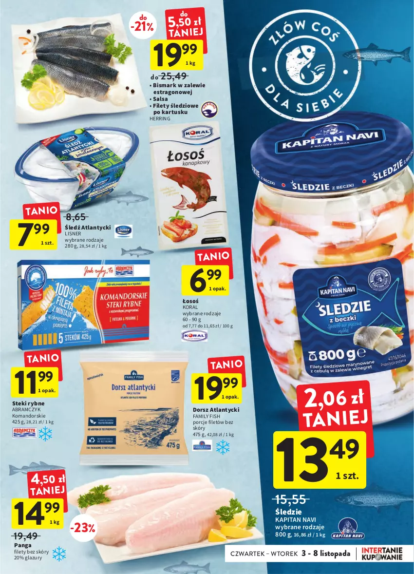 Gazetka promocyjna Intermarche - Gazetka Intermarche - ważna 03.11 do 08.11.2022 - strona 19 - produkty: Dorsz, Fa, Lazur, Lisner, Panga, Por, Salsa, Stek, Top