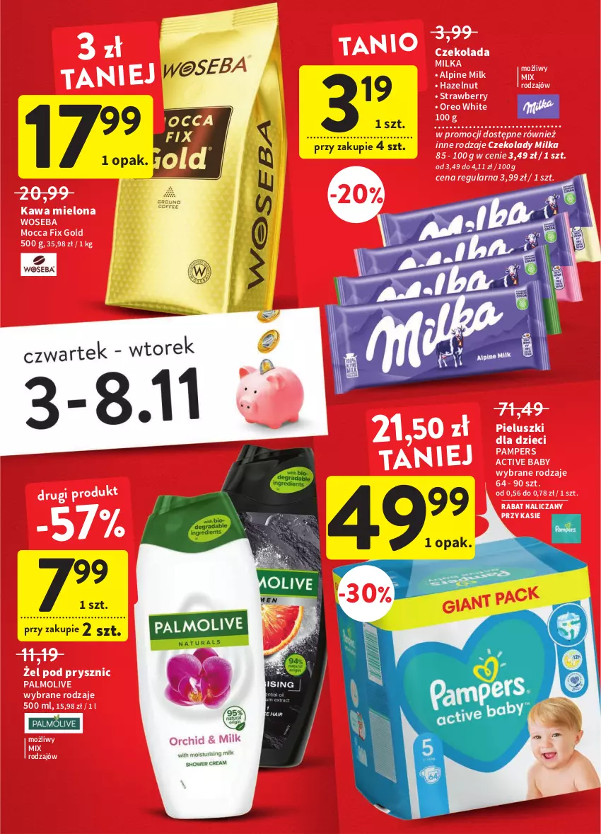 Gazetka promocyjna Intermarche - Gazetka Intermarche - ważna 03.11 do 08.11.2022 - strona 3 - produkty: Czekolada, Dzieci, Kawa, Kawa mielona, Milka, Mocca Fix Gold, Oreo, Palmolive, Pampers, Woseba