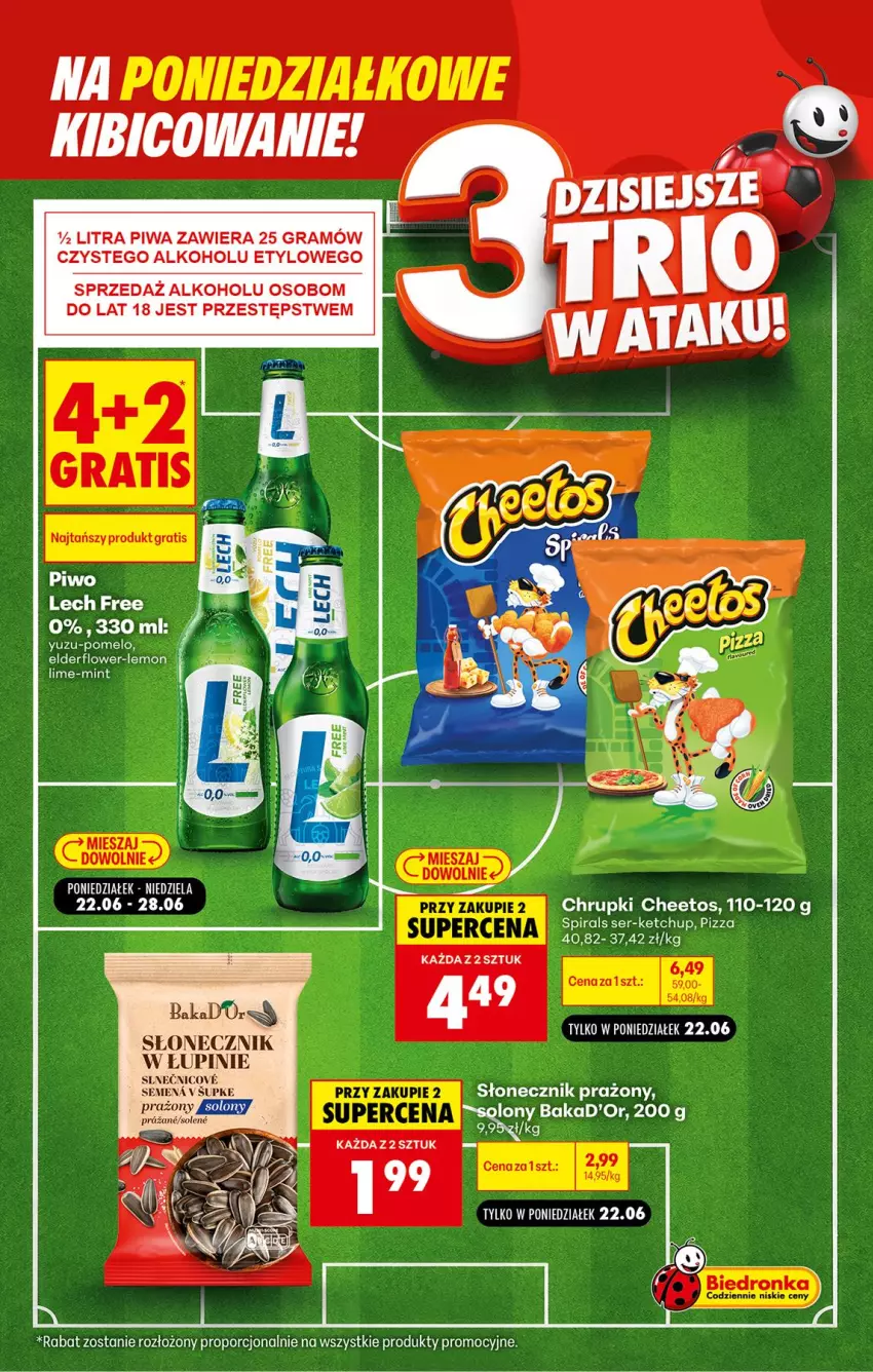 Gazetka promocyjna Biedronka - Gazetka - ważna 22.06 do 29.06.2026 - strona 3 - produkty: Cheetos, Chrupki, Gra, Ketchup, Piwa, Piwo, Pizza, Pomelo, Por, Ser, Słonecznik prażony