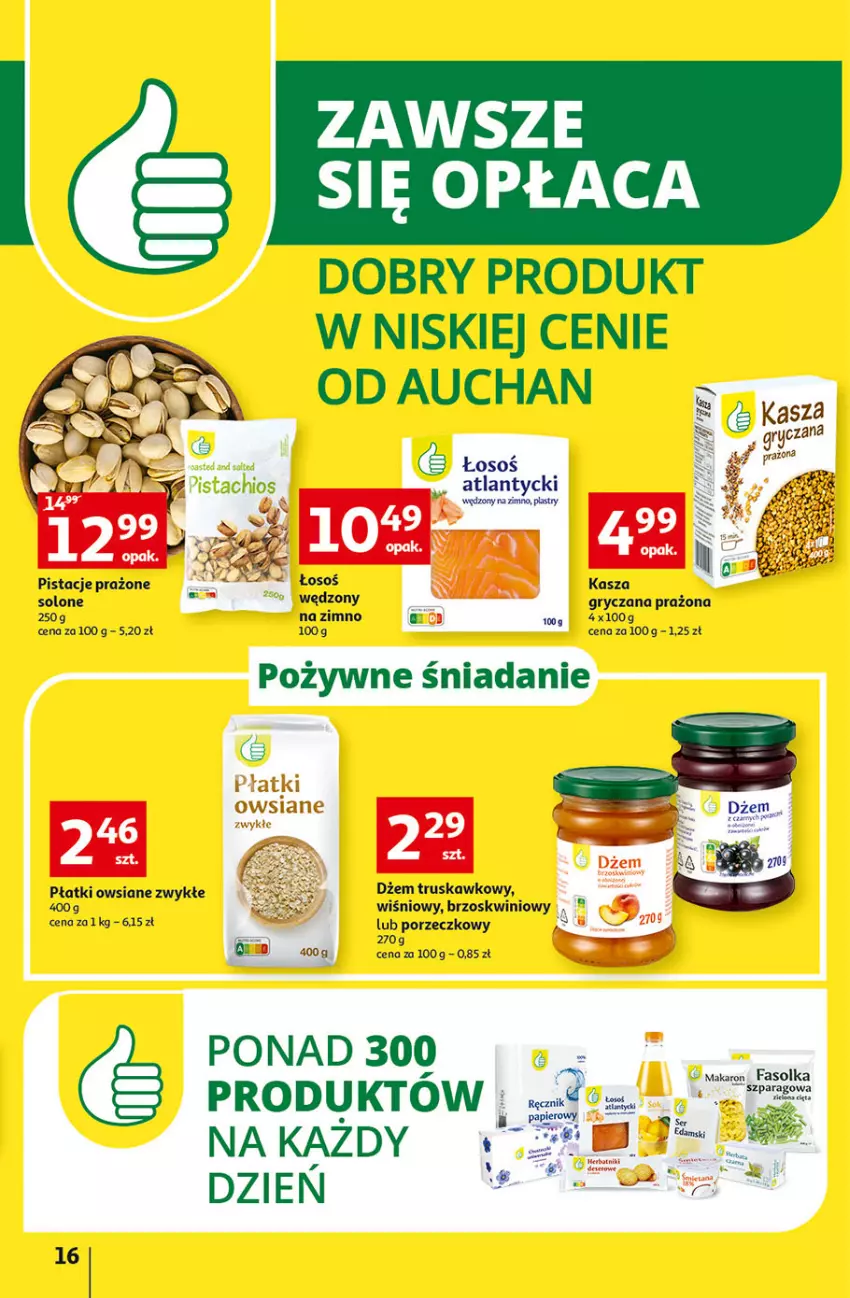 Gazetka promocyjna Auchan - Gazetka przeNISKIE CENY – PrzeWybór z MAXI PAKAMI Hipermarkety - ważna 15.09 do 21.09.2022 - strona 16 - produkty: Dżem, Fa, Gry, Kasza, Makaron, Pistacje, Płatki owsiane, Por