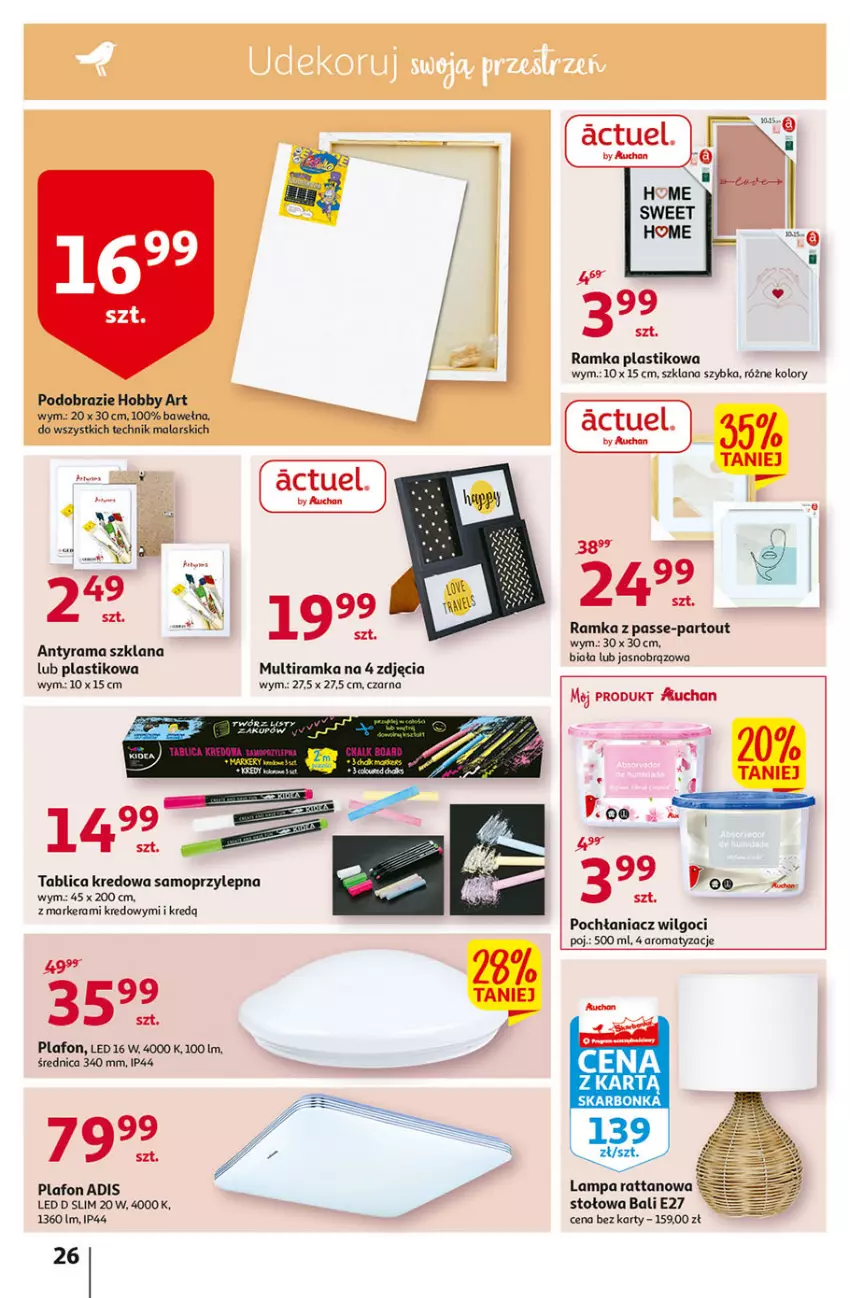 Gazetka promocyjna Auchan - Gazetka przeNISKIE CENY – PrzeWybór z MAXI PAKAMI Hipermarkety - ważna 15.09 do 21.09.2022 - strona 26 - produkty: Hobby, Lampa, LANA, LG, Marker, Mop, Obraz, Plafon, Pochłaniacz wilgoci, Rama, Ramka, Wełna