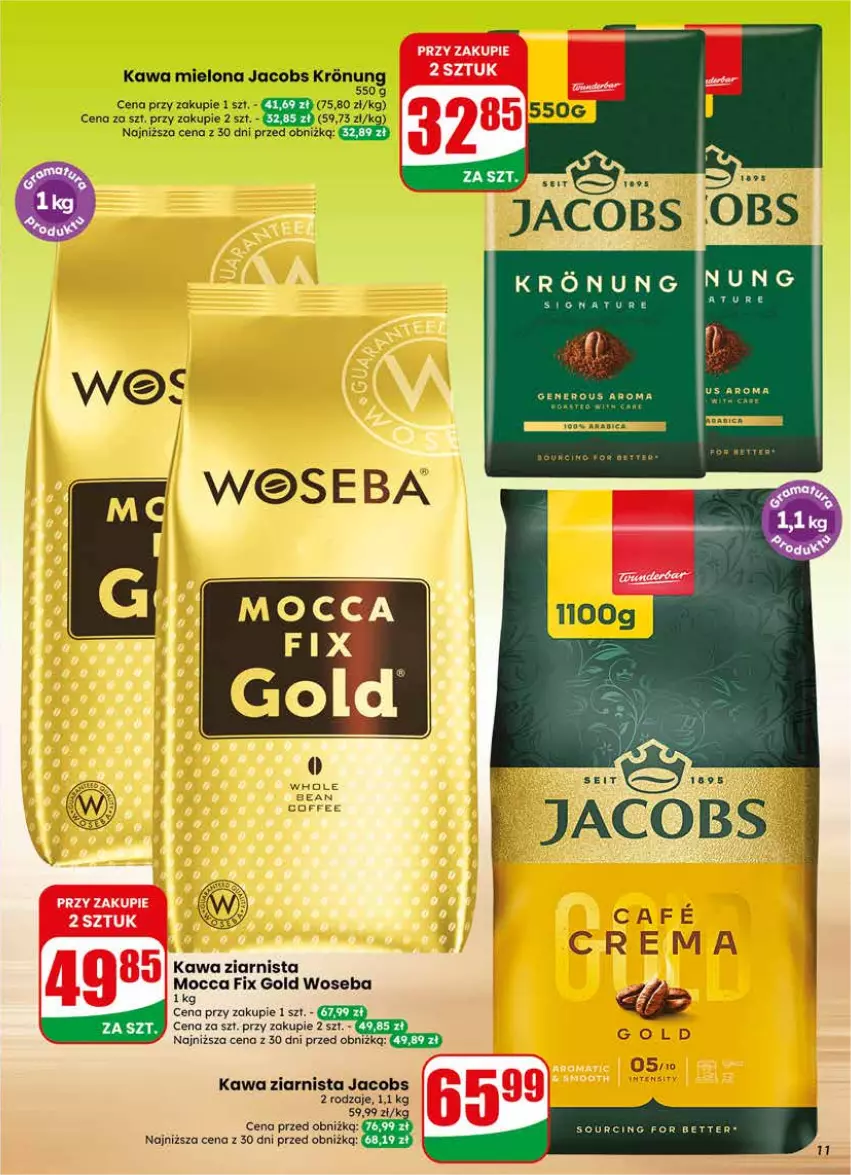 Gazetka promocyjna Dino - Gazetka 20 / 2026 - ważna 13.05 do 19.05.2026 - strona 11 - produkty: Jacobs, Kawa, Kawa mielona, Kawa ziarnista, Mocca Fix Gold, Woseba