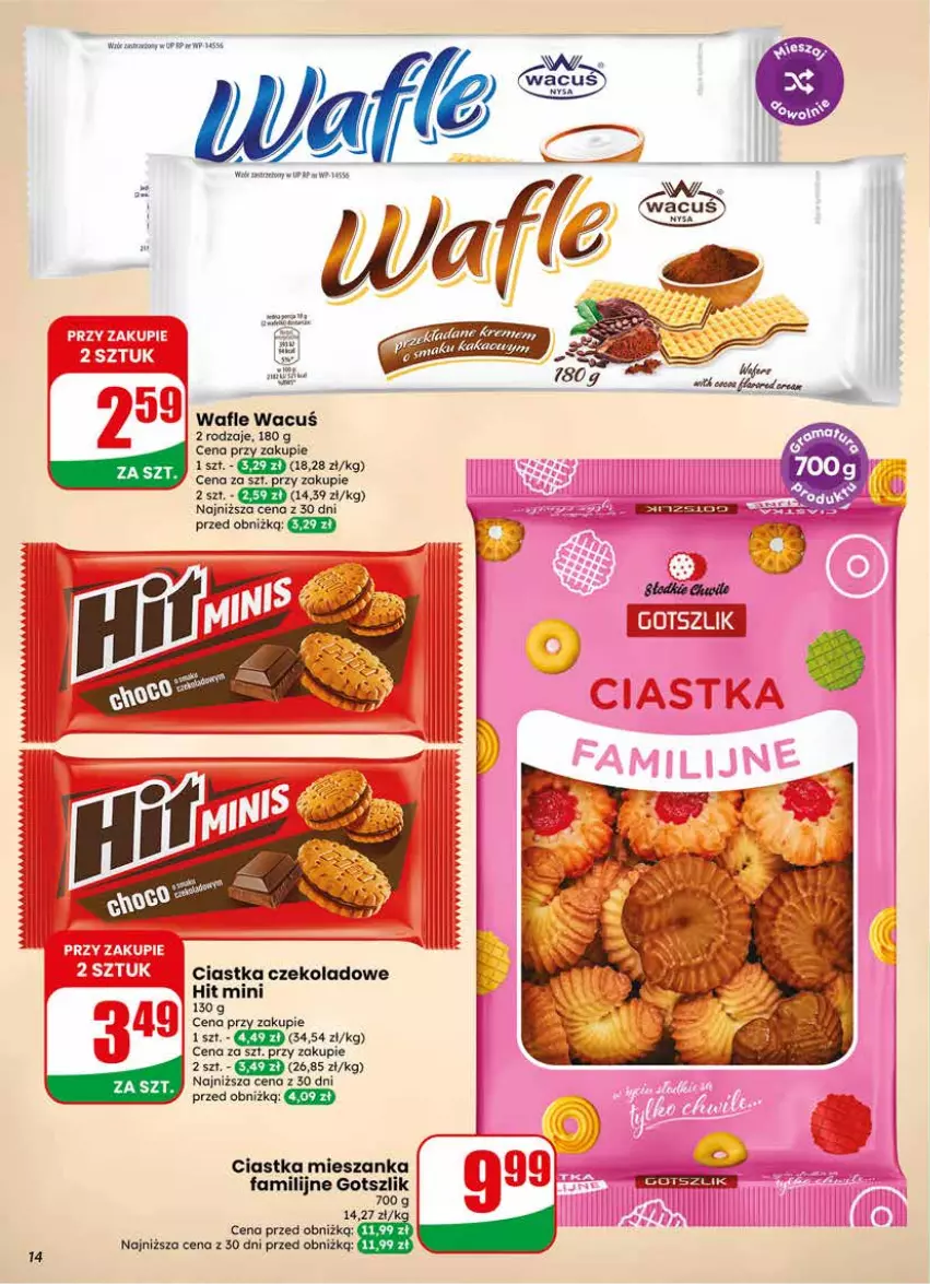 Gazetka promocyjna Dino - Gazetka 20 / 2026 - ważna 13.05 do 19.05.2026 - strona 14 - produkty: Ciastka, Fa, Ser, Wafle
