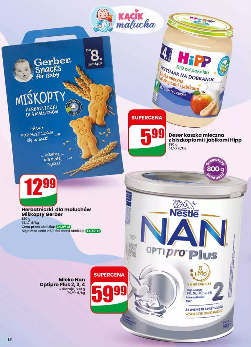 Gazetka promocyjna Dino - Gazetka 20 / 2026 - ważna 13.05 do 19.05.2026 - strona 16 - produkty: Deser, Gerber, HiPP, Jabłka, Mleko, NAN Optipro, Ser