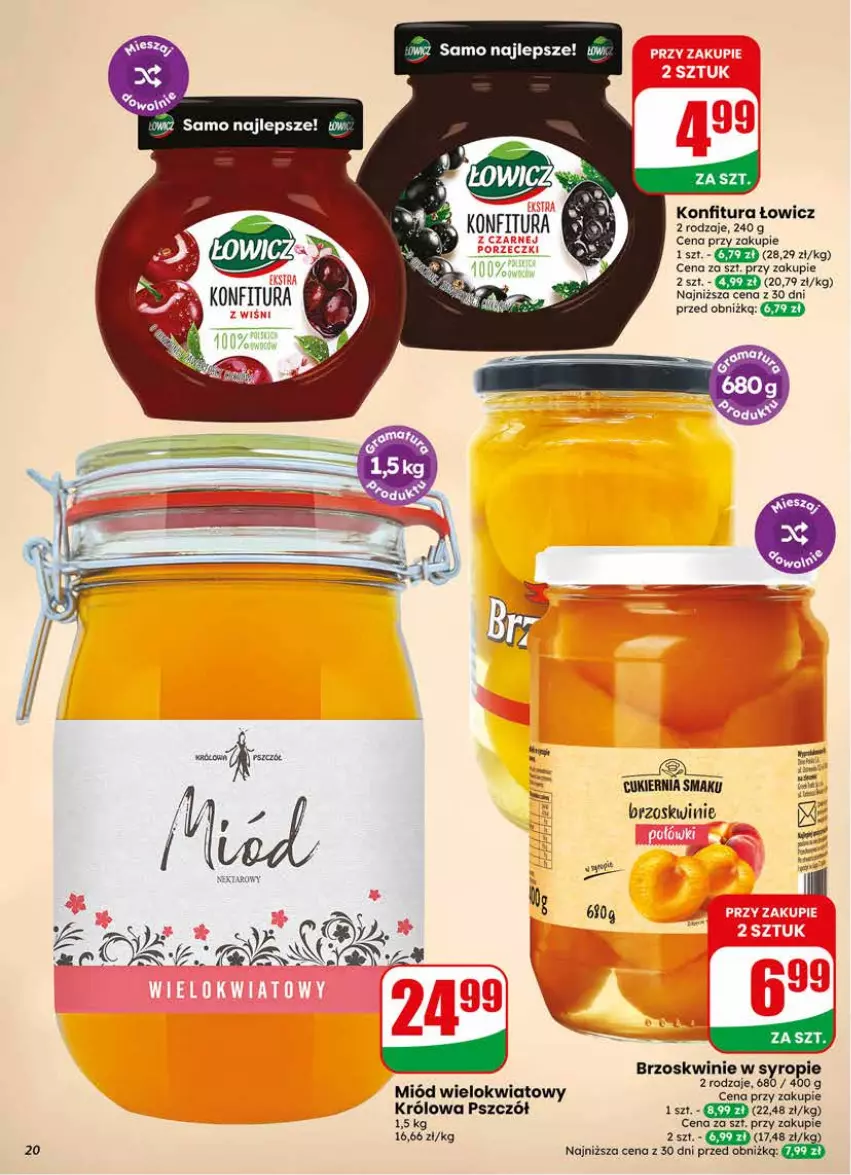 Gazetka promocyjna Dino - Gazetka 20 / 2026 - ważna 13.05 do 19.05.2026 - strona 20 - produkty: Brzoskwinie, Cukier, Konfitura, Miód, Nektar, Syrop