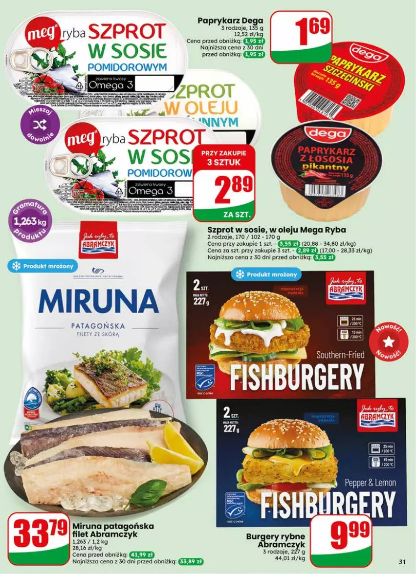 Gazetka promocyjna Dino - Gazetka 20 / 2026 - ważna 13.05 do 19.05.2026 - strona 31 - produkty: Miruna, Olej, Papryka, Paprykarz, Ryba, Sos, Szprot, Szprot w sosie, Tago