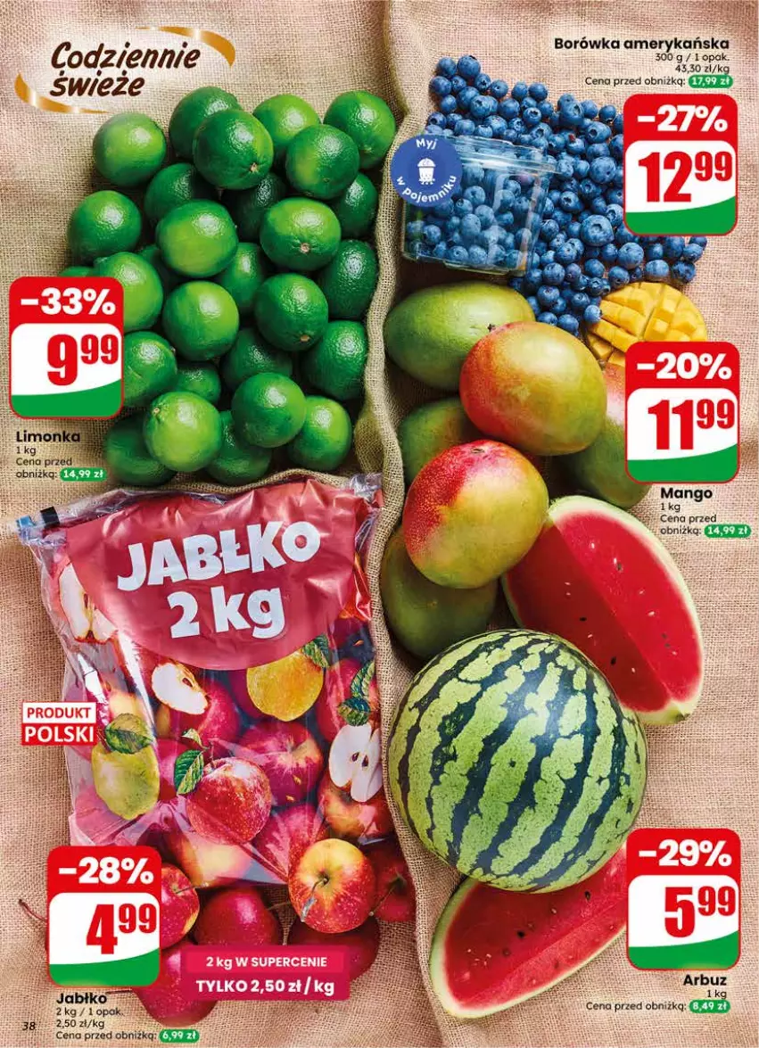 Gazetka promocyjna Dino - Gazetka 20 / 2026 - ważna 13.05 do 19.05.2026 - strona 38 - produkty: Arbuz, Borówka, Borówka amerykańska, Mango