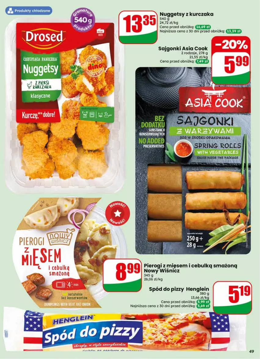 Gazetka promocyjna Dino - Gazetka 20 / 2026 - ważna 13.05 do 19.05.2026 - strona 49 - produkty: Kurczak, Pierogi, Sajgonki, Ser, Spód do pizzy, Szpic, Warzywa