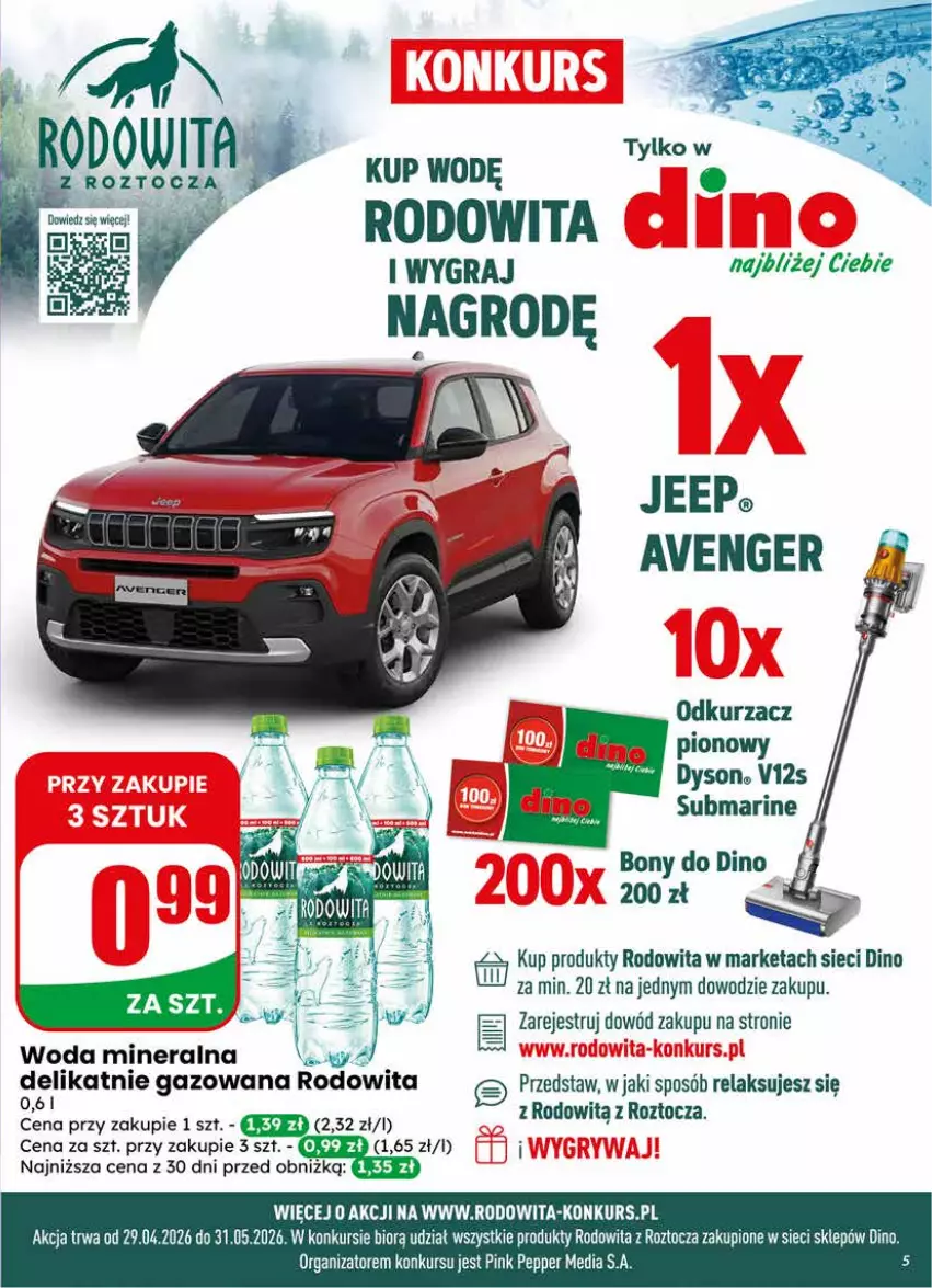 Gazetka promocyjna Dino - Gazetka 20 / 2026 - ważna 13.05 do 19.05.2026 - strona 5 - produkty: Gra, JBL, Odkurzacz, Woda, Woda mineralna