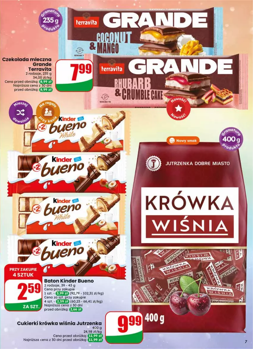 Gazetka promocyjna Dino - Gazetka 20 / 2026 - ważna 13.05 do 19.05.2026 - strona 7 - produkty: Baton, Cukier, Cukierki, Czekolada, Czekolada mleczna, Gra, Jutrzenka, Kinder, Kinder Bueno, Rum