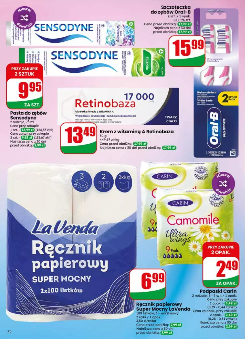 Gazetka promocyjna Dino - Gazetka 20 / 2026 - ważna 13.05 do 19.05.2026 - strona 72 - produkty: Podpaski, Rolki, STP, Szczoteczka, Szczoteczka do zębów