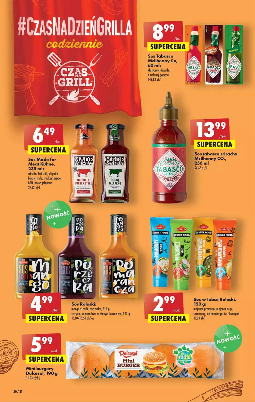 Gazetka promocyjna Biedronka - W tym tygodniu - ważna 28.04 do 04.05.2022 - strona 30 - produkty: Burger, Hamburger, Majonez, Mango, Por, Sezam, Sos, Sos tabasco