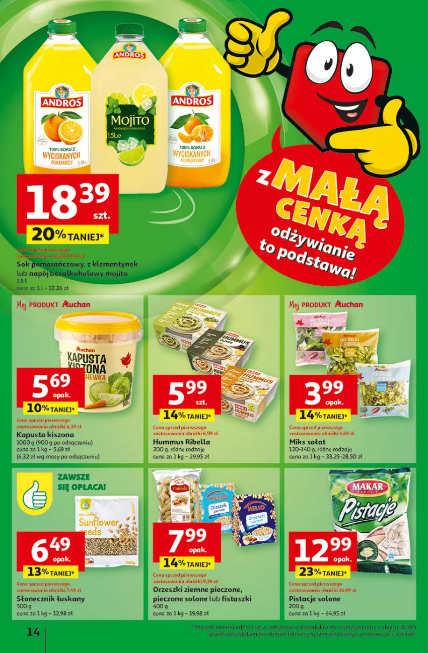 Gazetka promocyjna Auchan - Pewność Niskich Cen Hipermarket - ważna 06.03 do 12.03.2025 - strona 16 - produkty: Bell, Bella, Hummus, Mus, Mysz, Napój, Napój bezalkoholowy, Orzeszki, Orzeszki ziemne, Piec, Pistacje, Sałat, Sok, Tran