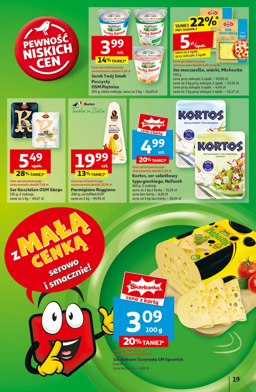 Gazetka promocyjna Auchan - Pewność Niskich Cen Hipermarket - ważna 06.03 do 12.03.2025 - strona 21 - produkty: Kasztelan, Mleko, Mlekovita, Mozzarella, NaTurek, Piątnica, Sałat, Ser, Ser Kasztelan, Serek, Twój Smak