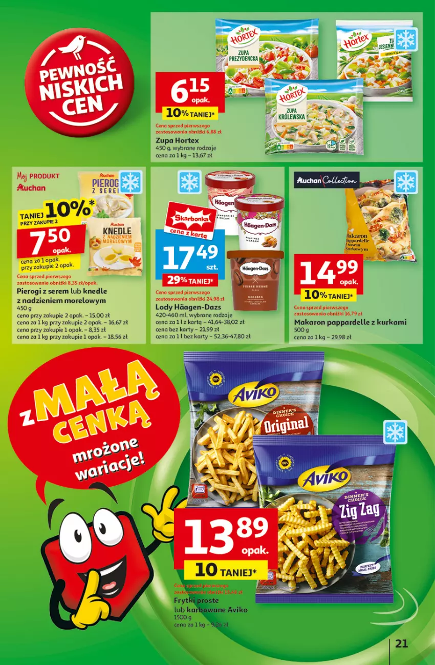 Gazetka promocyjna Auchan - Pewność Niskich Cen Hipermarket - ważna 06.03 do 12.03.2025 - strona 23 - produkty: Dell, Frytki, Hortex, Knedle, Lody, Makaron, Pierogi, Ser, Zupa