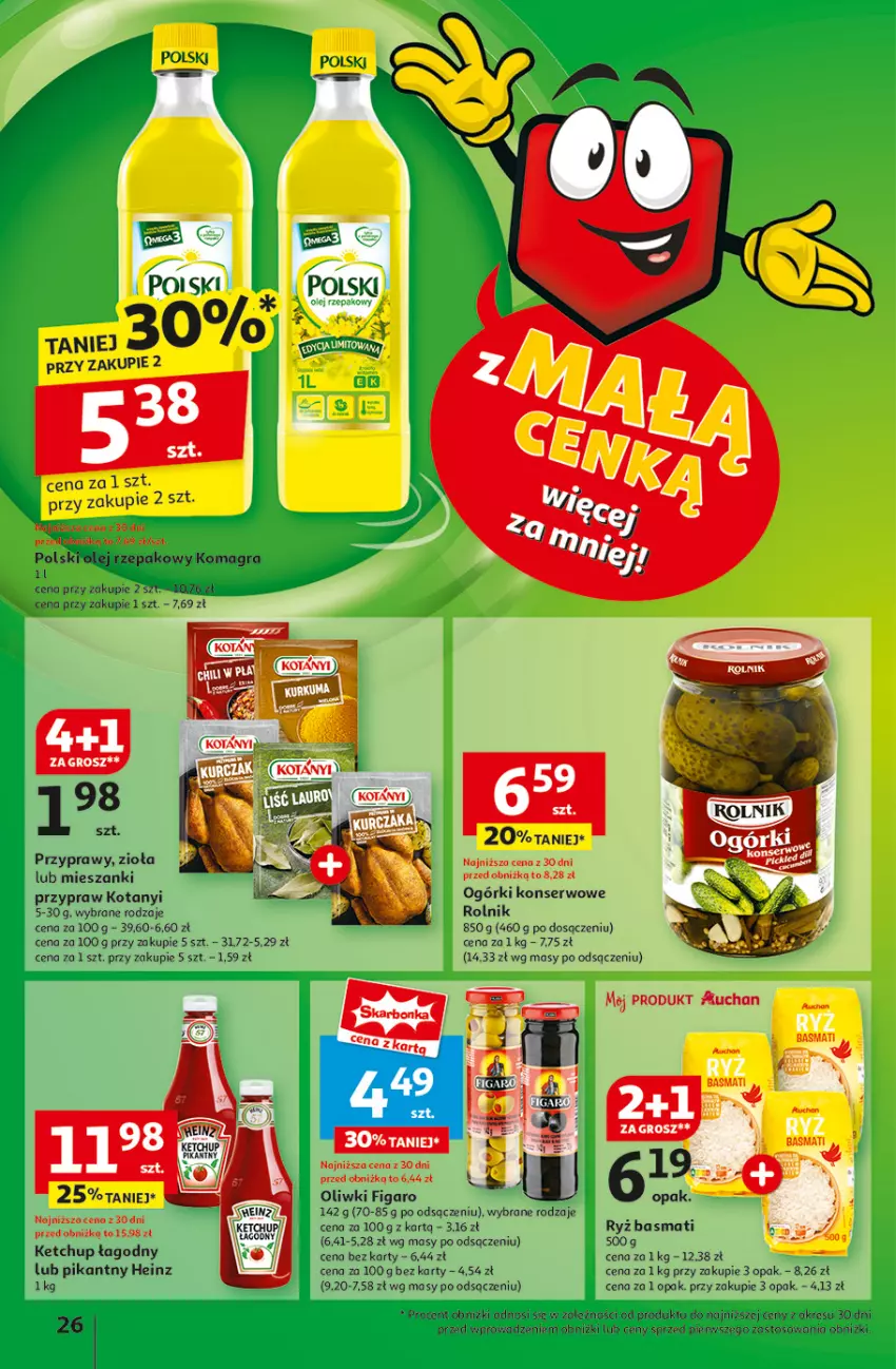 Gazetka promocyjna Auchan - Pewność Niskich Cen Hipermarket - ważna 06.03 do 12.03.2025 - strona 28 - produkty: Gra, Heinz, Ketchup, Ogórki konserwowe, Oliwki, Przyprawy, Rolnik, Ryż, Ryż basmati, Ser