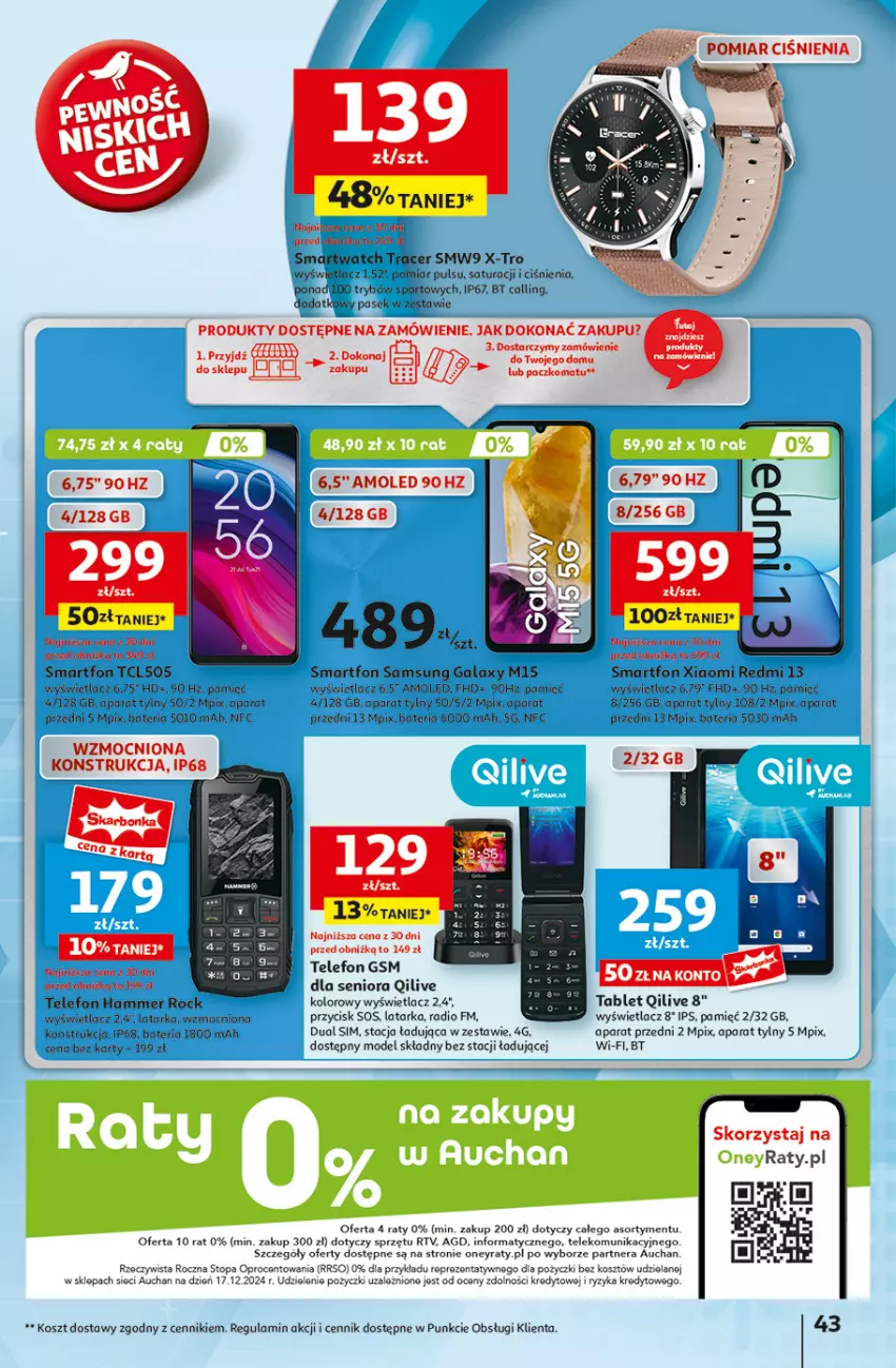 Gazetka promocyjna Auchan - Pewność Niskich Cen Hipermarket - ważna 06.03 do 12.03.2025 - strona 47 - produkty: Acer, Amol, Bateria, Fa, Gala, Kosz, Latarka, Pasek, Por, Samsung, Smartfon, Smartwatch, Sos, Sport, Tablet, Tarka, Telefon, Top