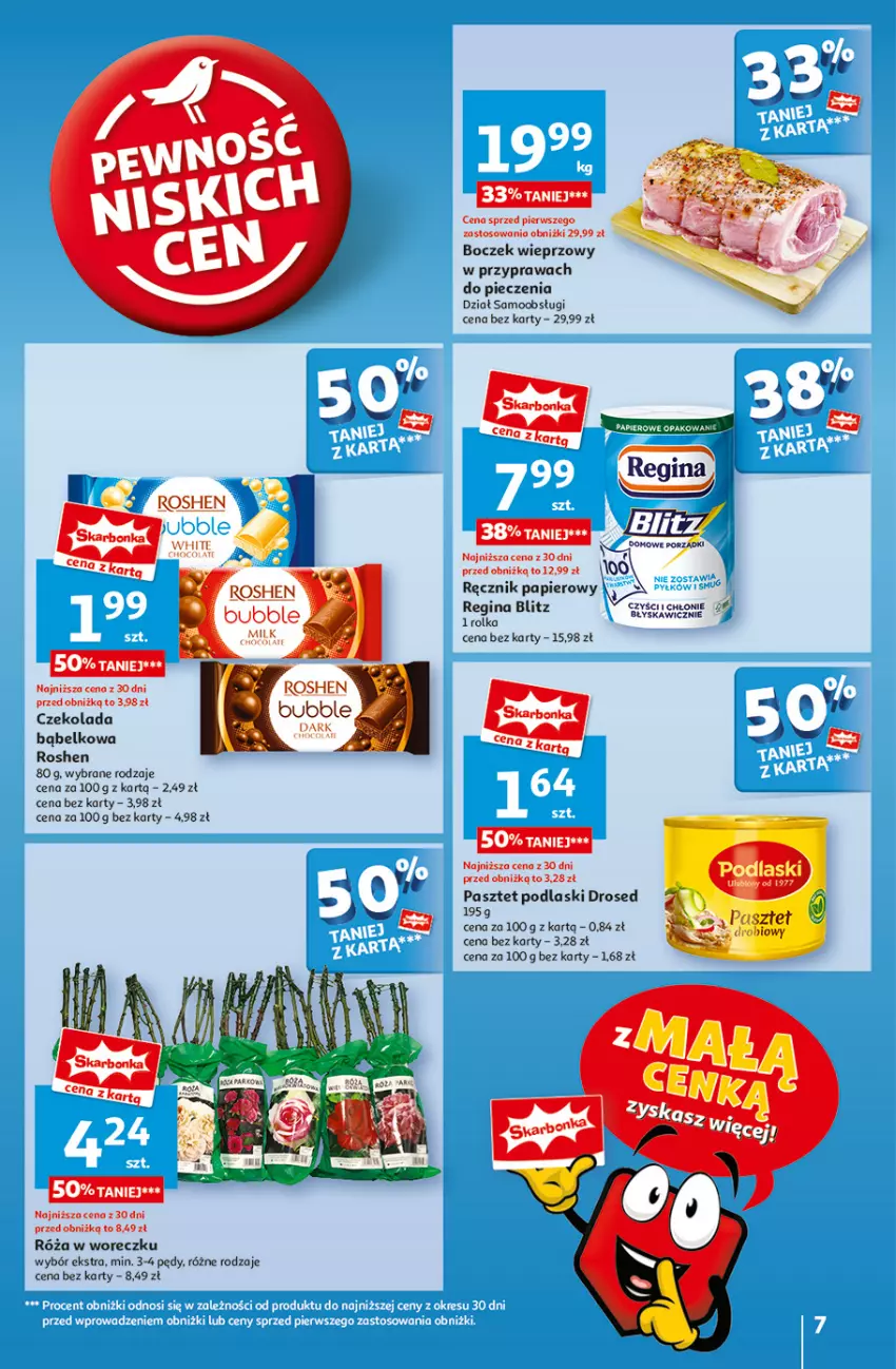 Gazetka promocyjna Auchan - Pewność Niskich Cen Hipermarket - ważna 06.03 do 12.03.2025 - strona 7 - produkty: Boczek, Boczek wieprzowy, Czekolada, Papier, Pasztet, Piec, Podlaski, Ręcznik, Róża